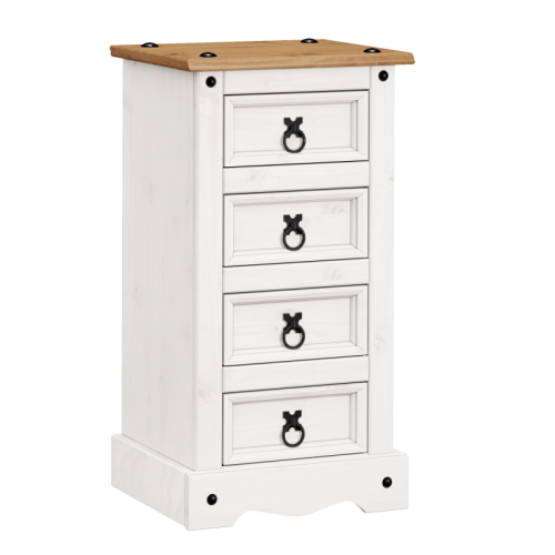 Mercers Furniture Corona White 4 Drawer Narrow Bedside 1