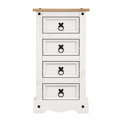 Mercers Furniture Corona White 4 Drawer Narrow Bedside 2