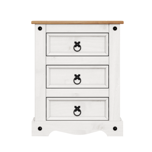 Mercers Furniture Corona White Medium 3 Drawer Bedside 2
