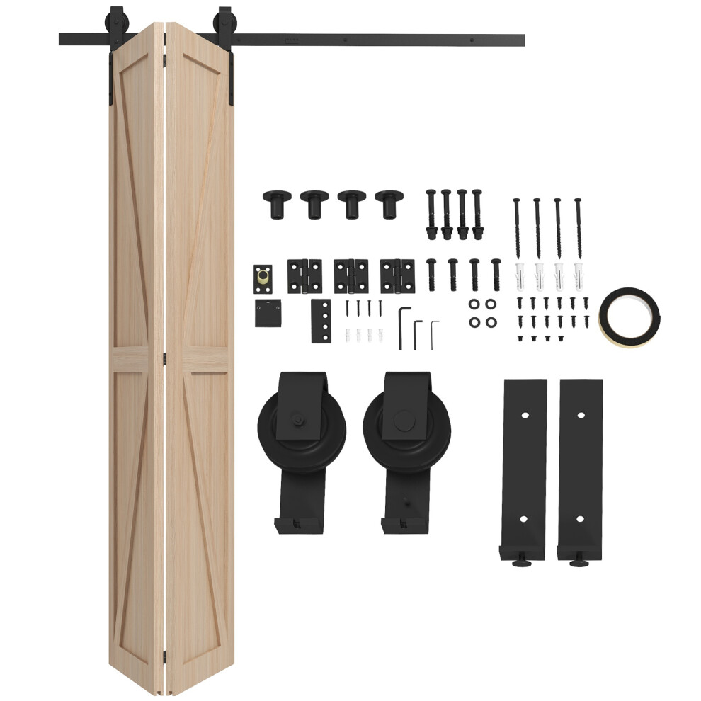 Heavy Duty Bi Folding Sliding Barn Door Hardware Track Kit