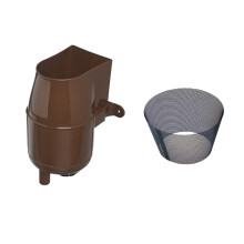 Gutter Mate Diverter & Filter in Brown & Fine Mesh Insert Bundle
