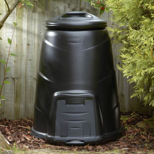 Blackwall 330L Black Compost Bin Converter with Base Plate - UV-Stabilised, Heat-Retaining, Vermin-Proof, Easy-Access Hatch, UK-Made