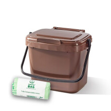5ltr Brown Kitchen Caddy + 26 Pack of Liners