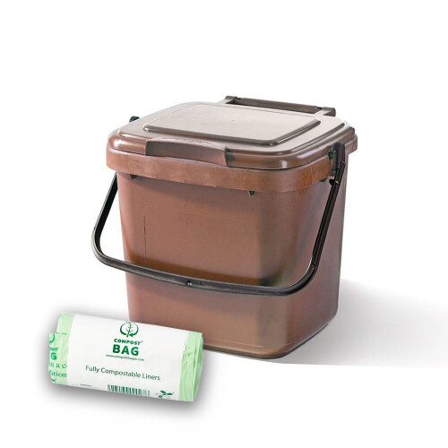7ltr kitchen caddy brown with 26 Pack of Liners