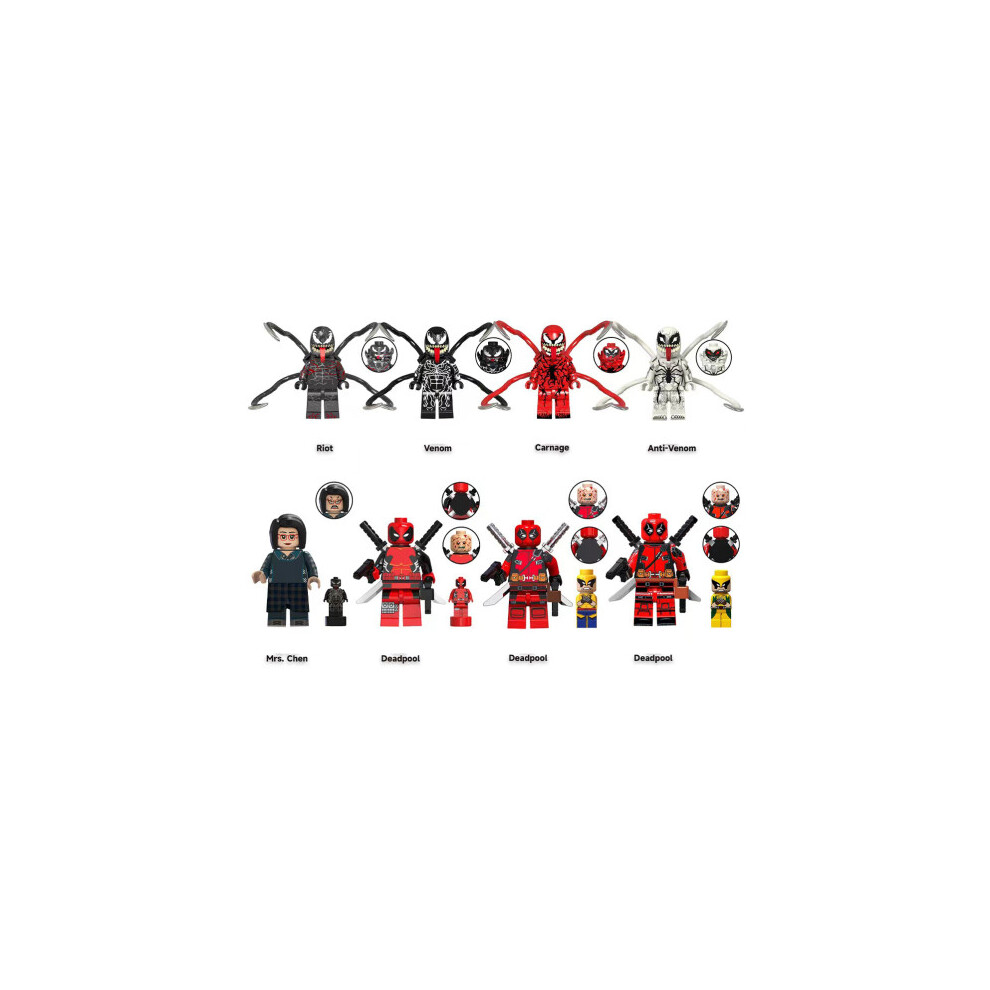 Xytgogo 8Pcs Venom Deadpool Marvel Avengers Super Heroes Mini Figures Fit Lego