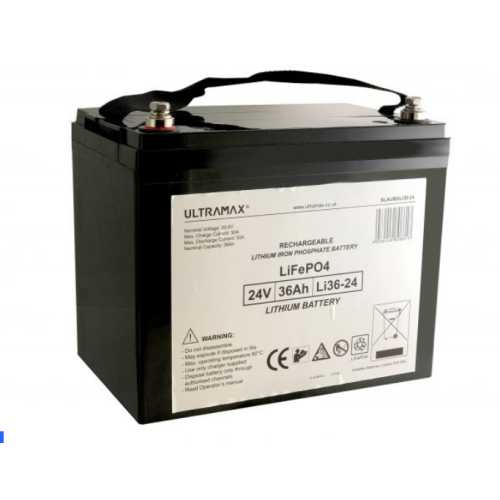 24v 36Ah Lithium Iron Phosphate, LiFePO4 High Capacity Deep Cycle