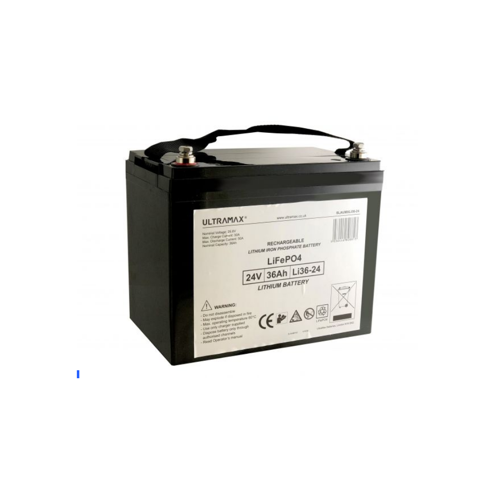 Ultramax 24V 36Ah Lithium Iron Phosphate, Lifepo4 High Capacity Deep Cycle