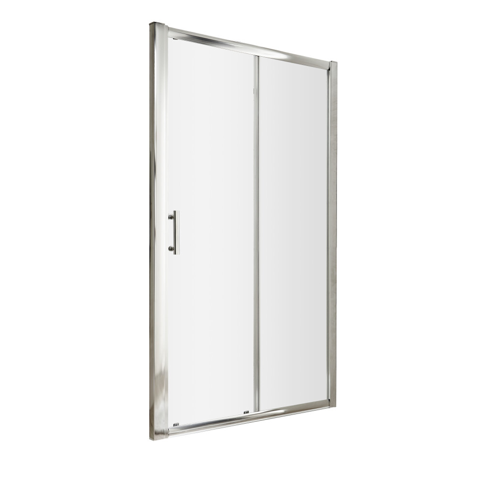 Contemporary 6mm Toughened Safety Glass Single Sliding Shower Door - 1400mm - Chrome - Balterley