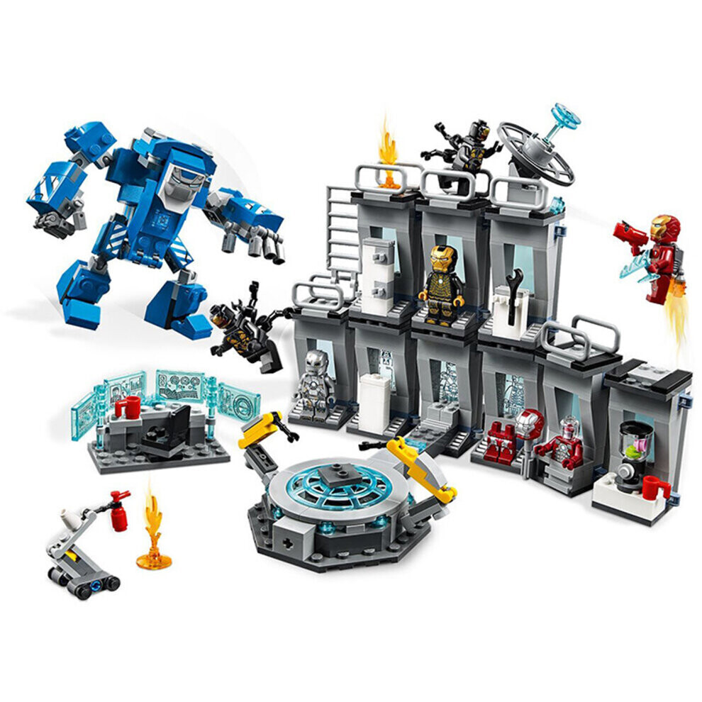 Avengers Iron Man Metal Suit Showroom Building Blocks Minifigures Set Fit for Lego