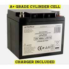 LITHIUM LEISURE BATTERY ULTRAMAX 12V 42AH LiFePO4 GOLF CART BATTERY