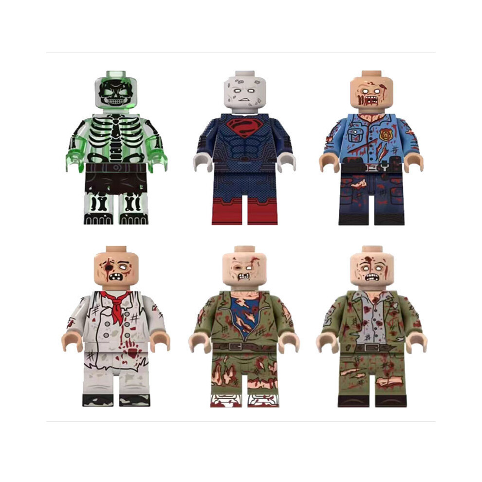 (Urban zombies 6PCS) Halloween Series Horror Building Block Figurine Assembly Toy Fits for LEGO