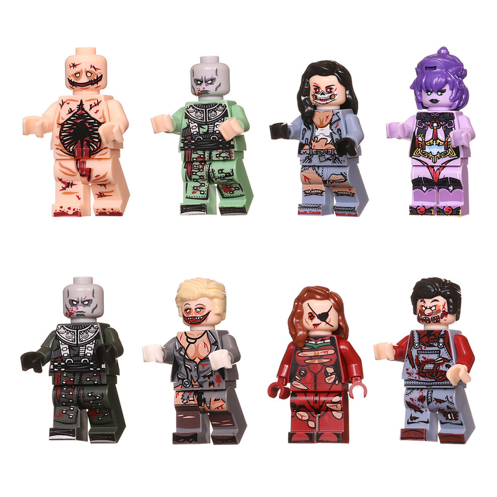 (Zombie 8PCS) Halloween Series Horror Building Block Figurine Assembly Toy Fits for LEGO