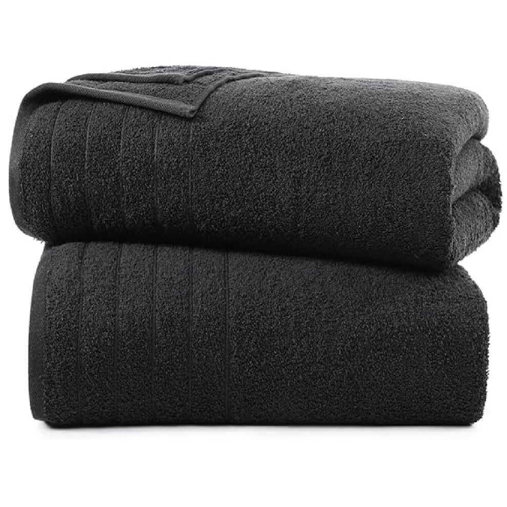 (2x Towels, Black) Jumbo Bath Sheets 100% Pure Cotton Soft XL Towels