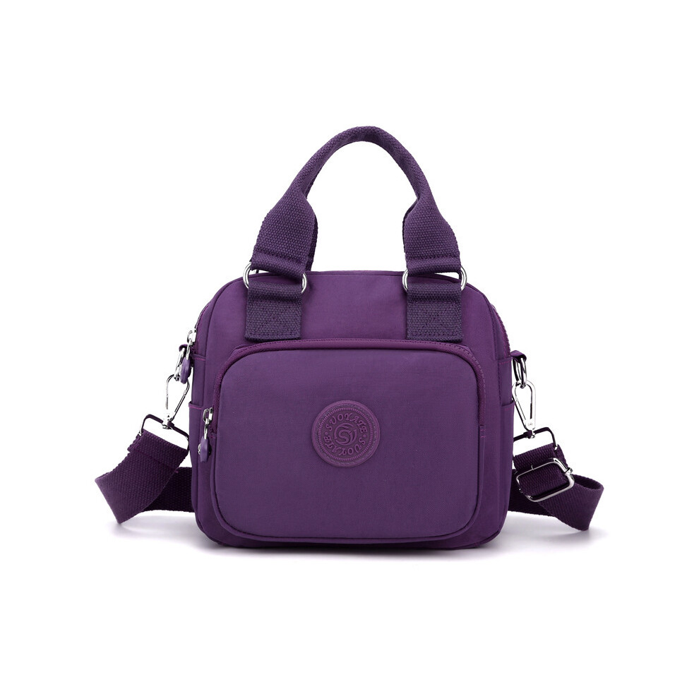 (Deep Purple) Modern And Comfortable Womens Nylon Handbag With Practical Zippered Pockets In Gorgeous Light Purple Hue