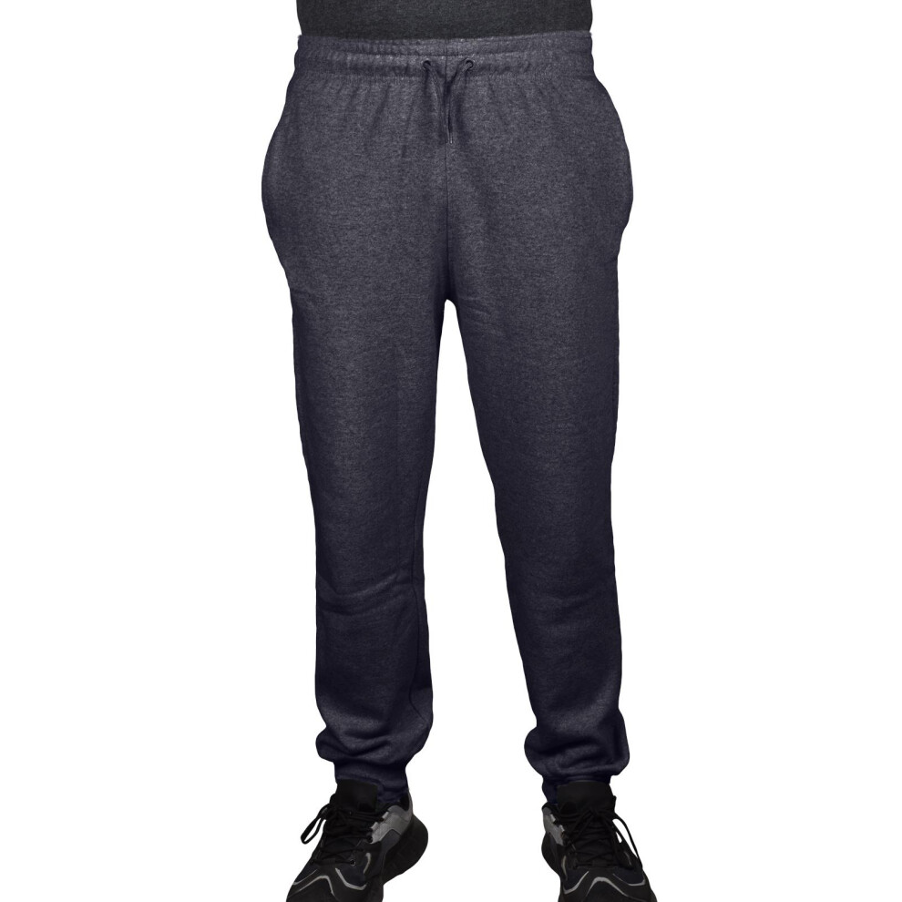 (Charcoal, L) Mens Plain Jogging Bottoms Elasticated With Pocket