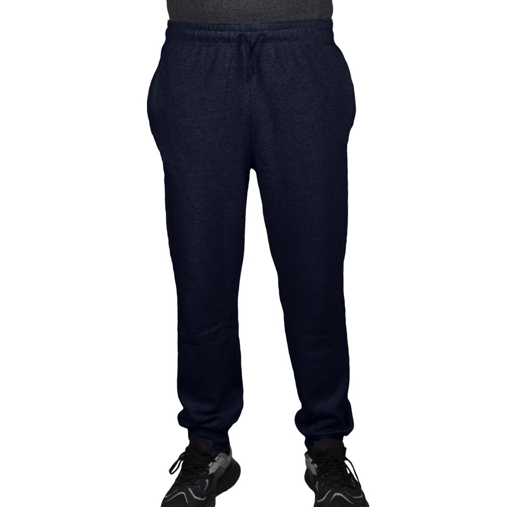 (Navy, M) Mens Plain Jogging Bottoms Elasticated With Pocket