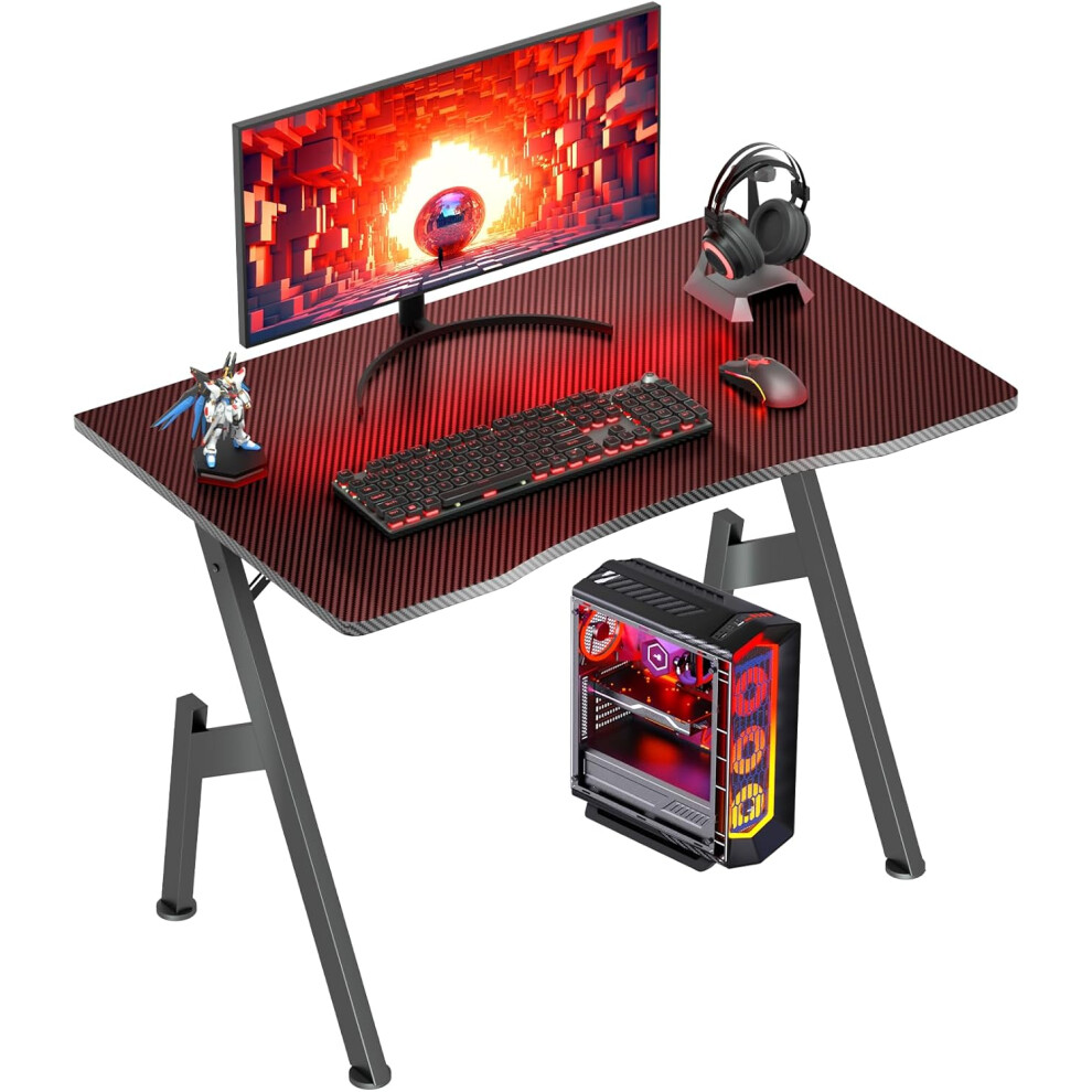 (80cm-desk) Computer Gaming Desk, Home Office PC Table with Cup Holder and Headphone Hook, Simple Assembly, Black