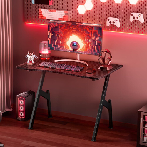 (80cm-desk) Computer Gaming Desk, Home Office PC Table with Cup Holder and Headphone Hook, Simple Assembly, Black 1