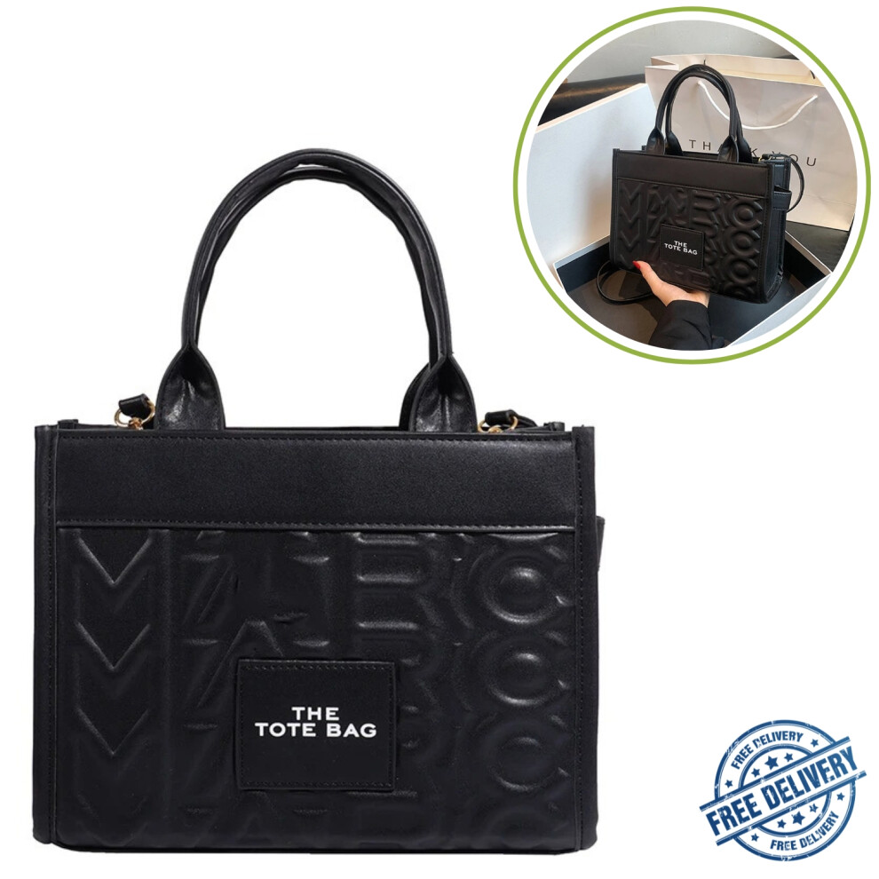 (Black) Women's handbags new embossed design tote bag large capacity briefcase