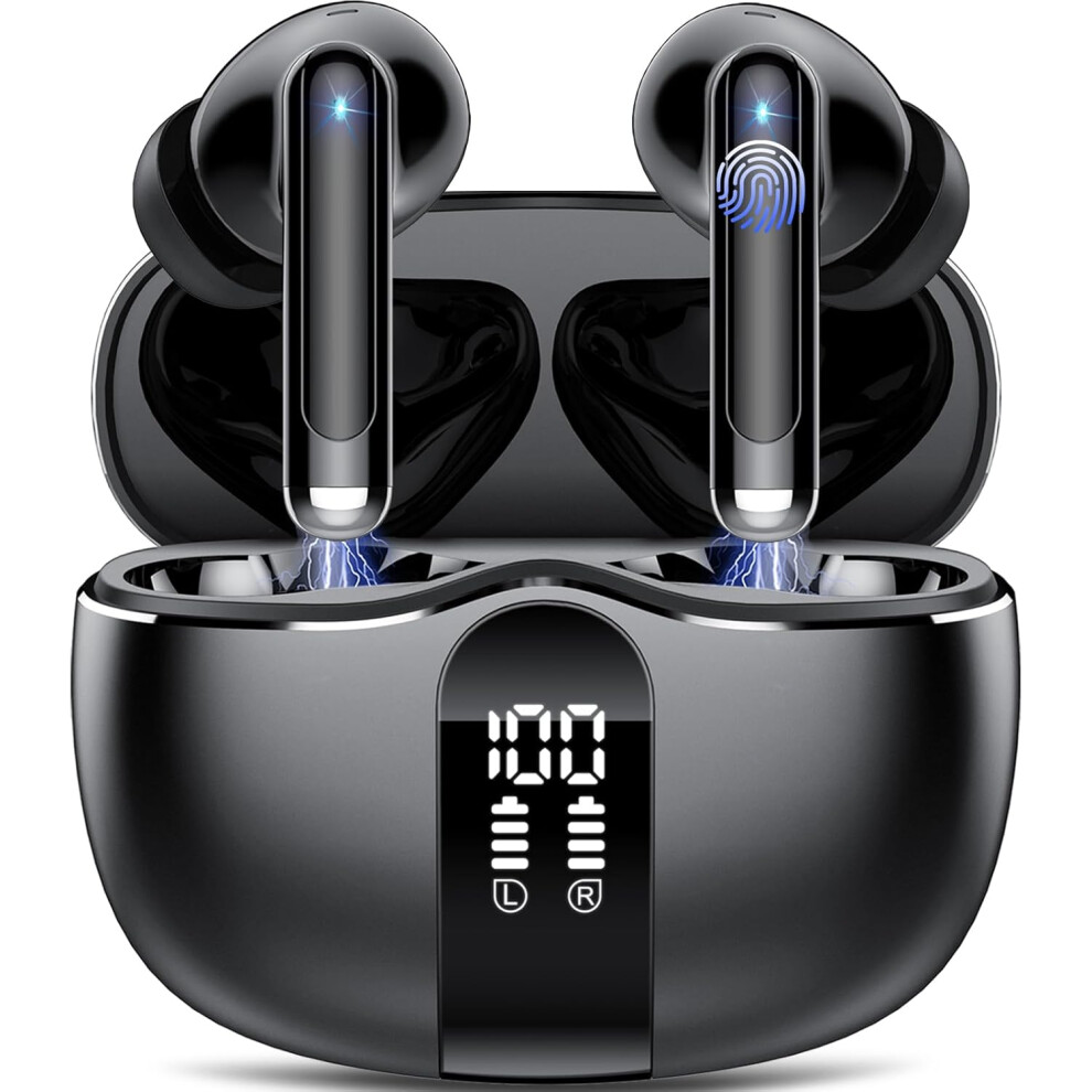 ( Pro) Wireless Earbuds, Bluetooth 5.3 Headphones In Ear With 4 Enc Noise Cancelling Mics, 40H Bluetooth Earbuds Deep Bass Hifi Stereo Black