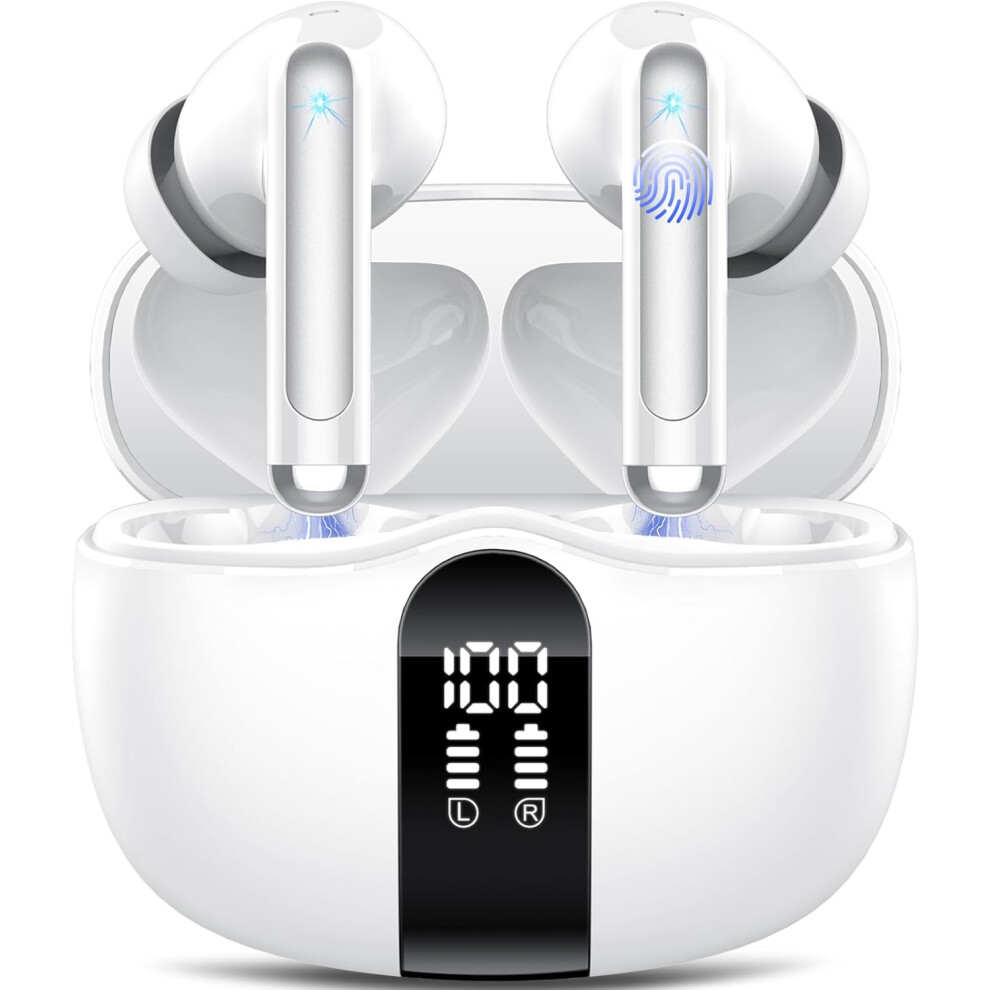 (Snow-) Wireless Earbuds, Bluetooth 5.3 Headphones In Ear With 4 Enc Noise Cancelling Mics, 40H Bluetooth Earbuds Deep Bass Hifi Stereo White 6963895345264