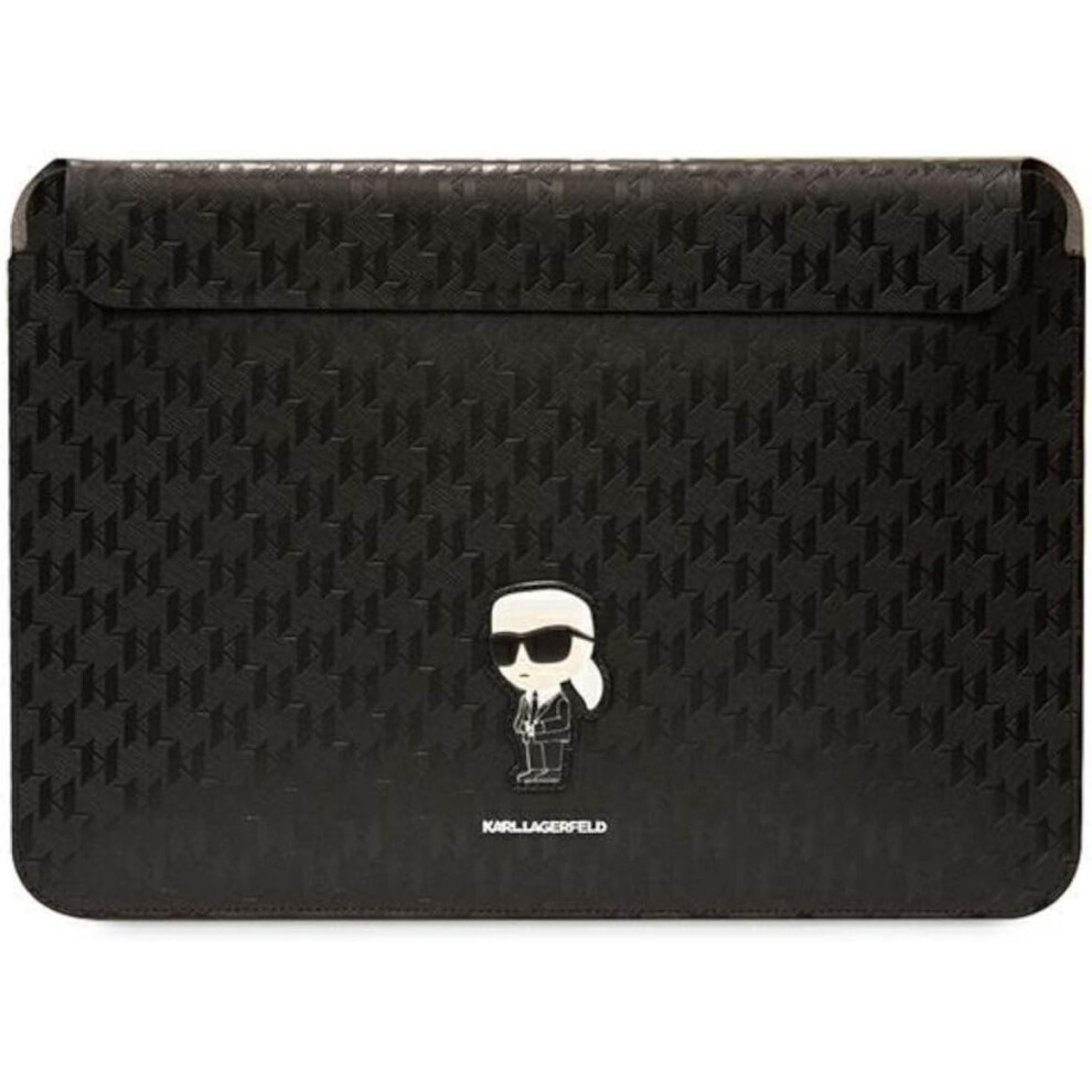 Karl Lagerfeld Saffiano Monogram Ikonik 14" Laptop Sleeve Black 3666339170523