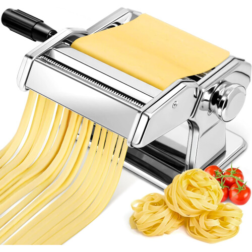 Manual Pasta Maker Machine, Stainless Steel Pasta Roller and Cutter
