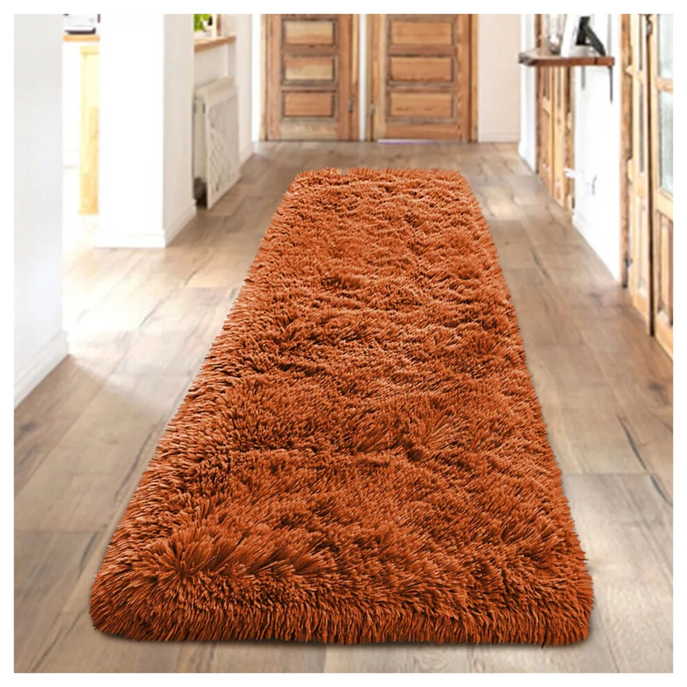 (ORANGE, 60x220) Fluffy Shaggy Rugs Living Room Runner Mat