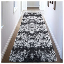(BLACK GREY, 80x300 CM) Fluffy Shaggy Rugs Living Room Runner Mat