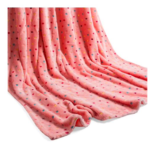 (Pink 150 x 200cm) Fleece Blanket Sofa Throw Glow Dot - Pink 1
