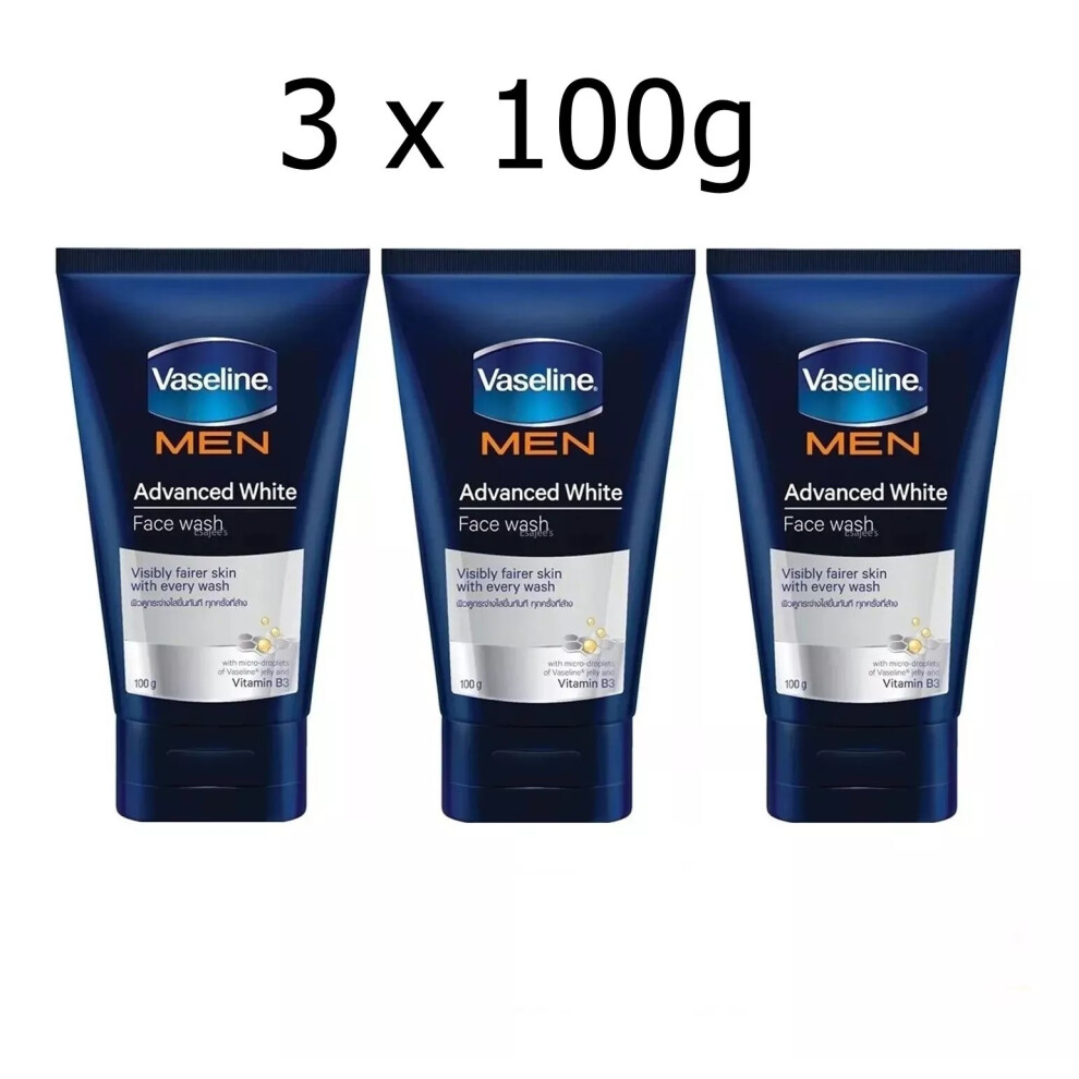 3 x 100g Vaseline Men Advanced Bright Face Wash Vitamin B3