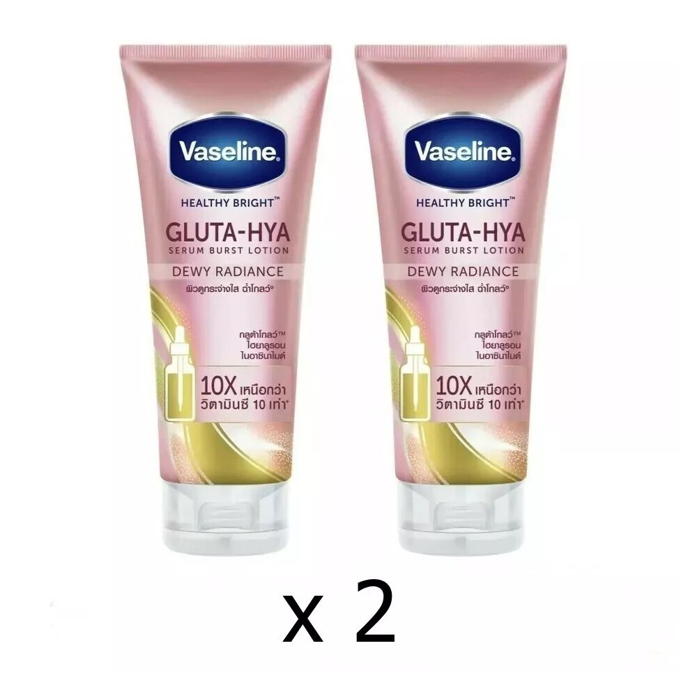 2 x Vaseline Healthy Bright Gluta-Hya Serum Dewy Radiance Body Lotion 300ml