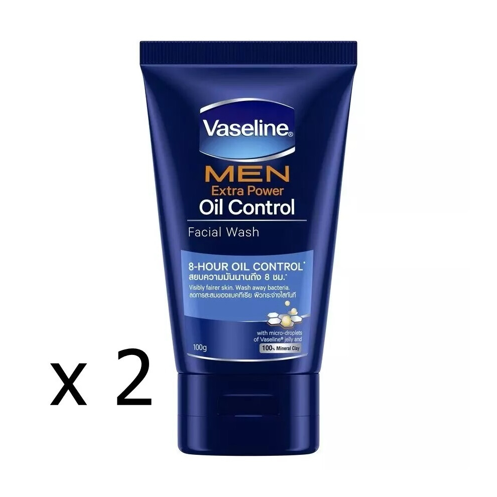 2 x 100g Vaseline Men Extra Power Oil Control Fairer Skin Facial Foam