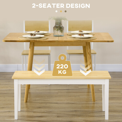 Homcom HOMCOM Wood Dining Bench Wooden Bench for 2 People, White 2