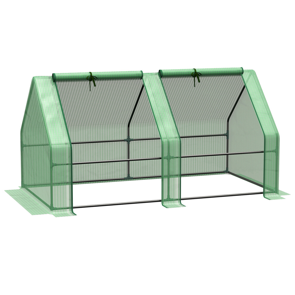 Outsunny Mini Small House With Steel Frame & Pe Cover & Window, Green