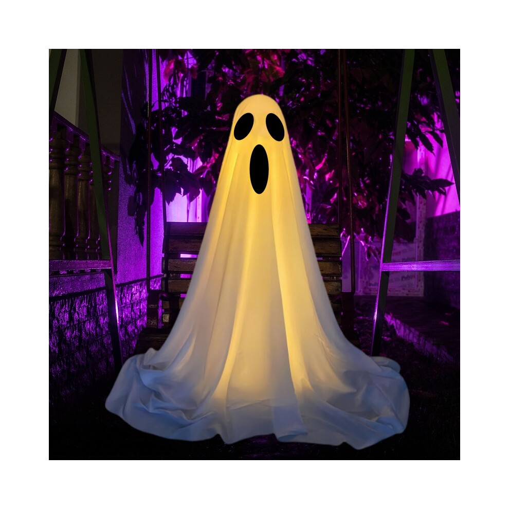 (165CM Oh) Halloween Light Up Ghost,Outdoor Halloween Decorations, Spooky Ghost Halloween Decor with Light Strings Battery Operated