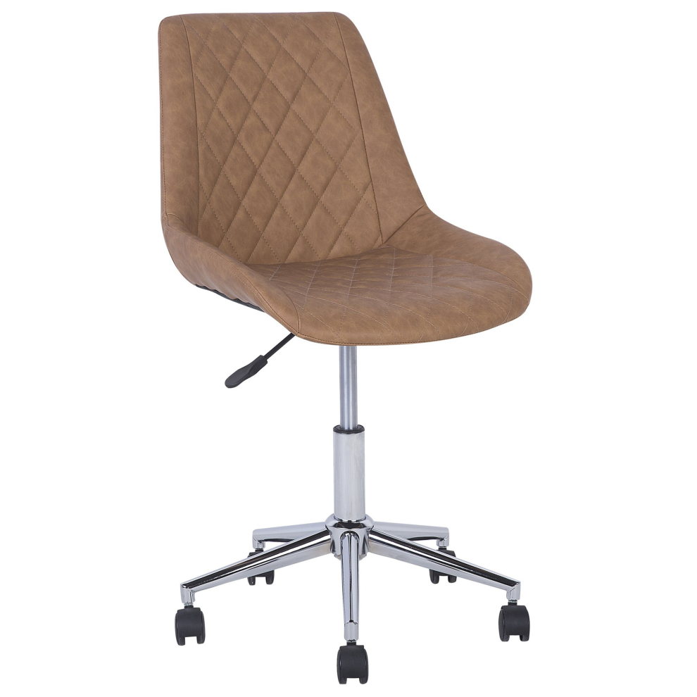 Desk Chair Swivel MARIBEL Faux Leather Golden Brown