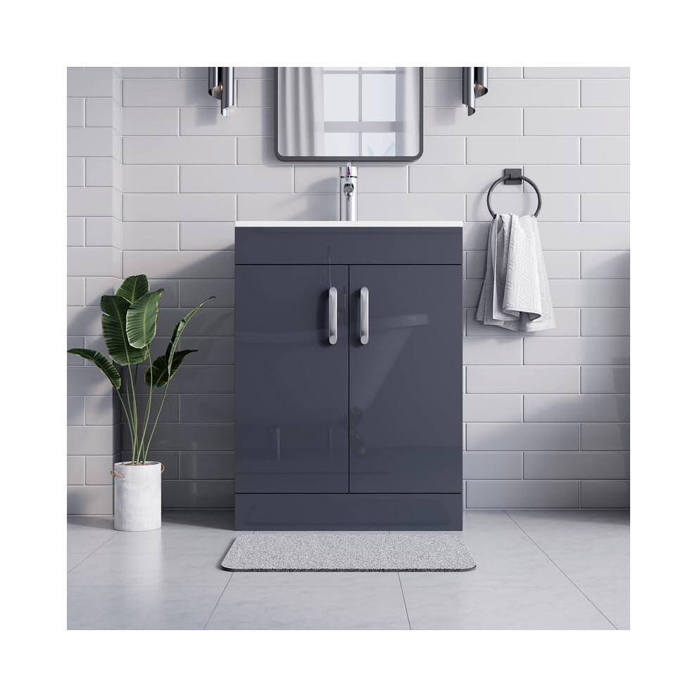 (NewYork Grey 600mm) Floor Standing Bathroom Vanity Unit With Basin