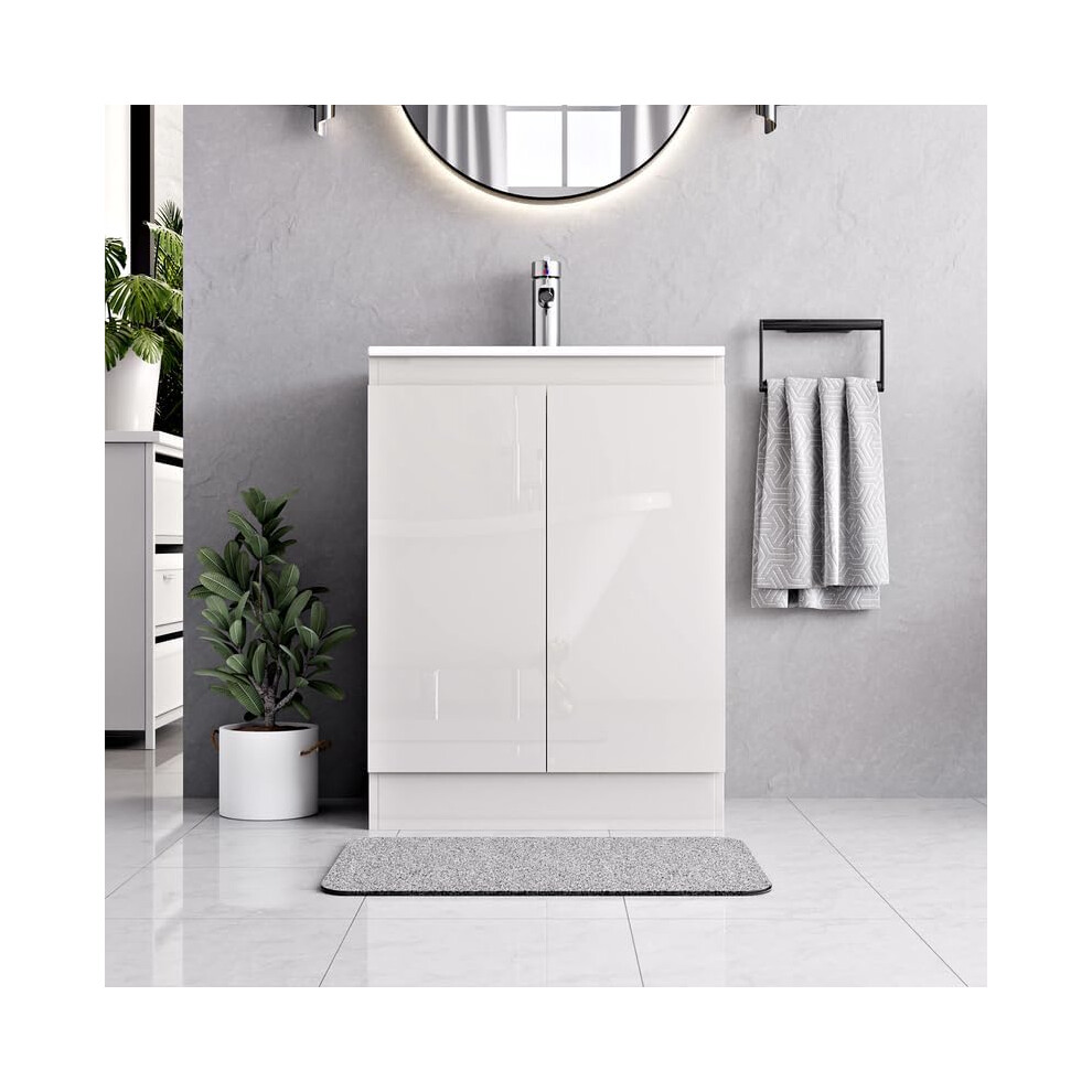 (Denvor White 600mm) Floor Standing Bathroom Vanity Unit With Basin