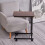 Living And Home C Shaped Sofa Side Table,Adjustable Height Side Table on Wheels Mobile Laptop with Storage Basket & Shelf 2