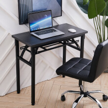 Foldable Table Computer Desk Wooden Tabletop Metal Legs Home Office Furniture