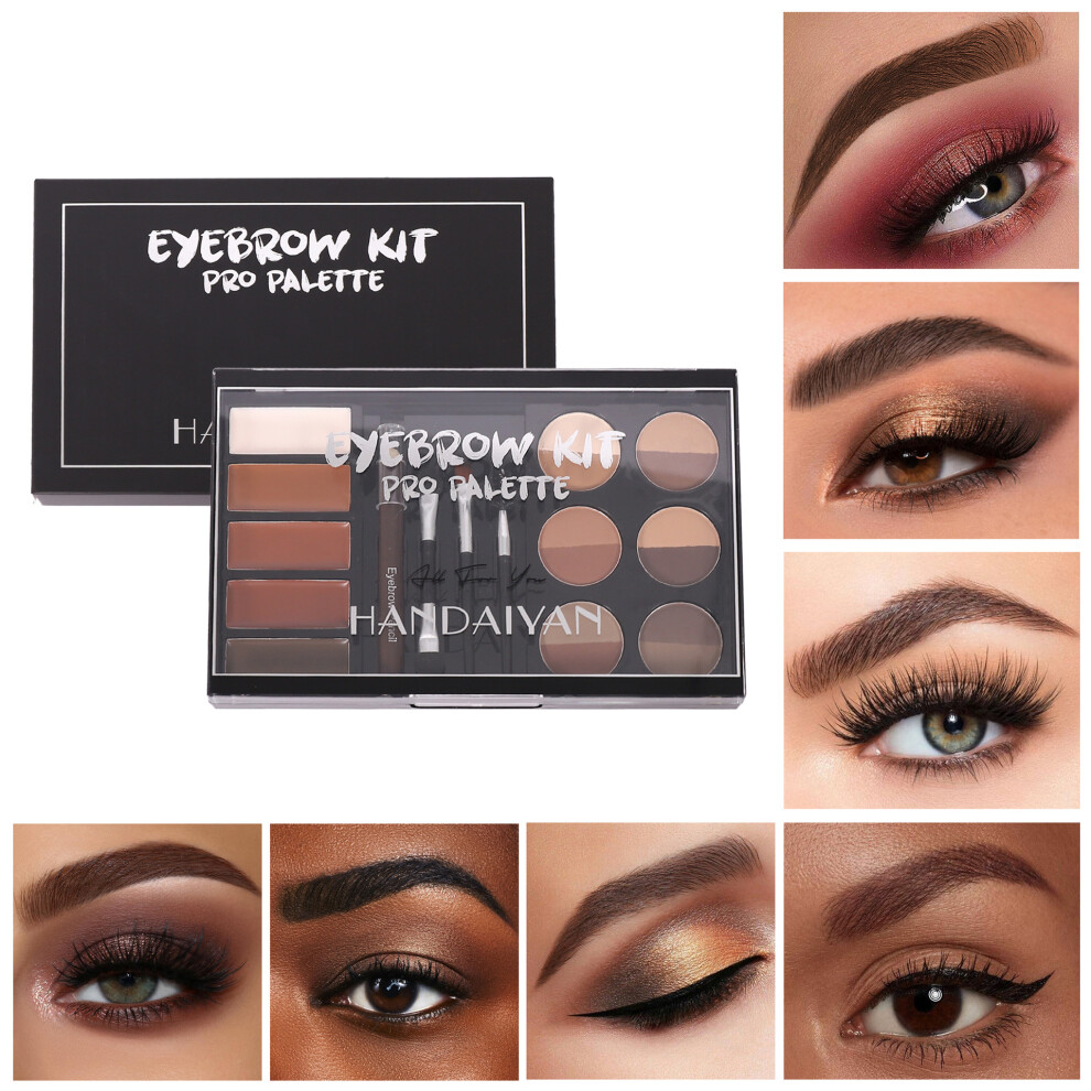 Multicoloured 3 In 1 Waterproof Eyebrow Powder Makeup Comprehensive Palette