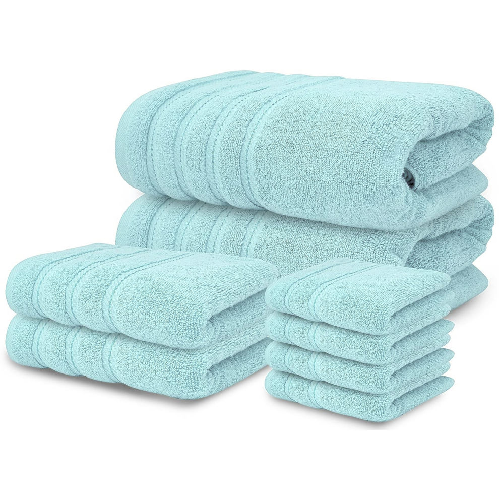 (Mint) 8 Piece Towel Bale Set 100% Egyptian Cotton Face Hand Bath Towels 600 GSM Super Soft and Absorbent for Multipurpose use