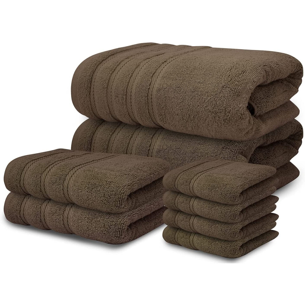 (Chocolate) 8 Piece Towel Bale Set 100% Egyptian Cotton Face Hand Bath Towels 600 GSM Super Soft and Absorbent for Multipurpose use