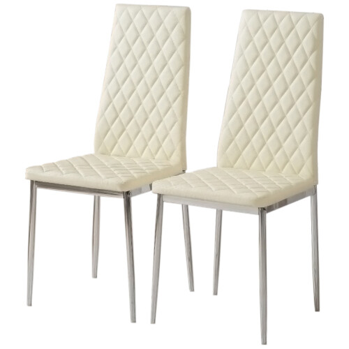 Living And Home PVC High Back Modern Dining Chairs Set of 2 1