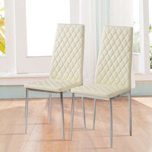 Living And Home PVC High Back Modern Dining Chairs Set of 2