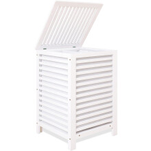 (White) Double Laundry Hamper with Lid, 120L Bamboo Laundry Basket with Removable Liner Bag, 2-Section Clothes Divider Laundry Sorter for Laundry Room,