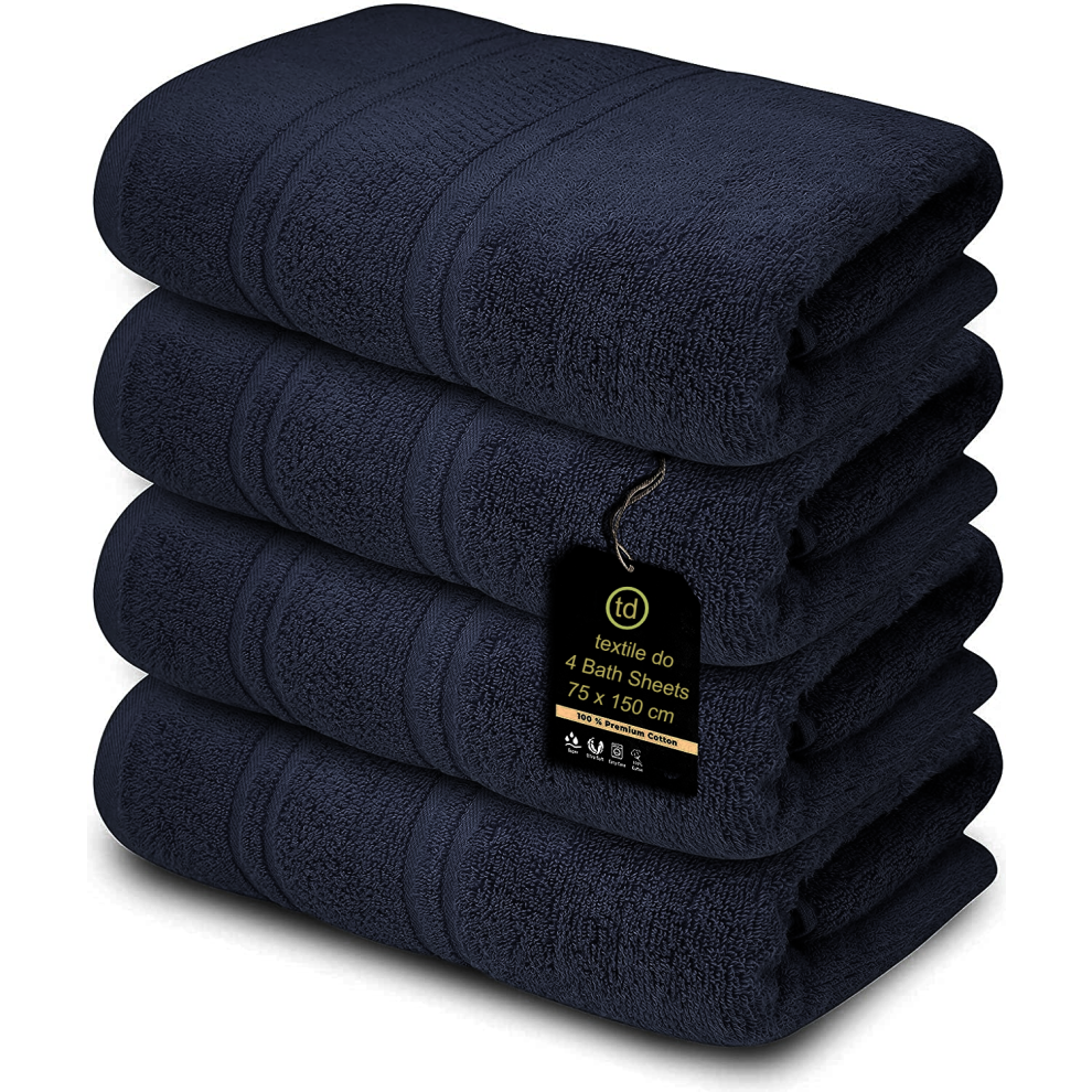 Textile Do Ltd (Navy) 4 X Large Jumbo Bath Sheet Towels 100% Egyptian Cotton Bath Sheets Big Towels