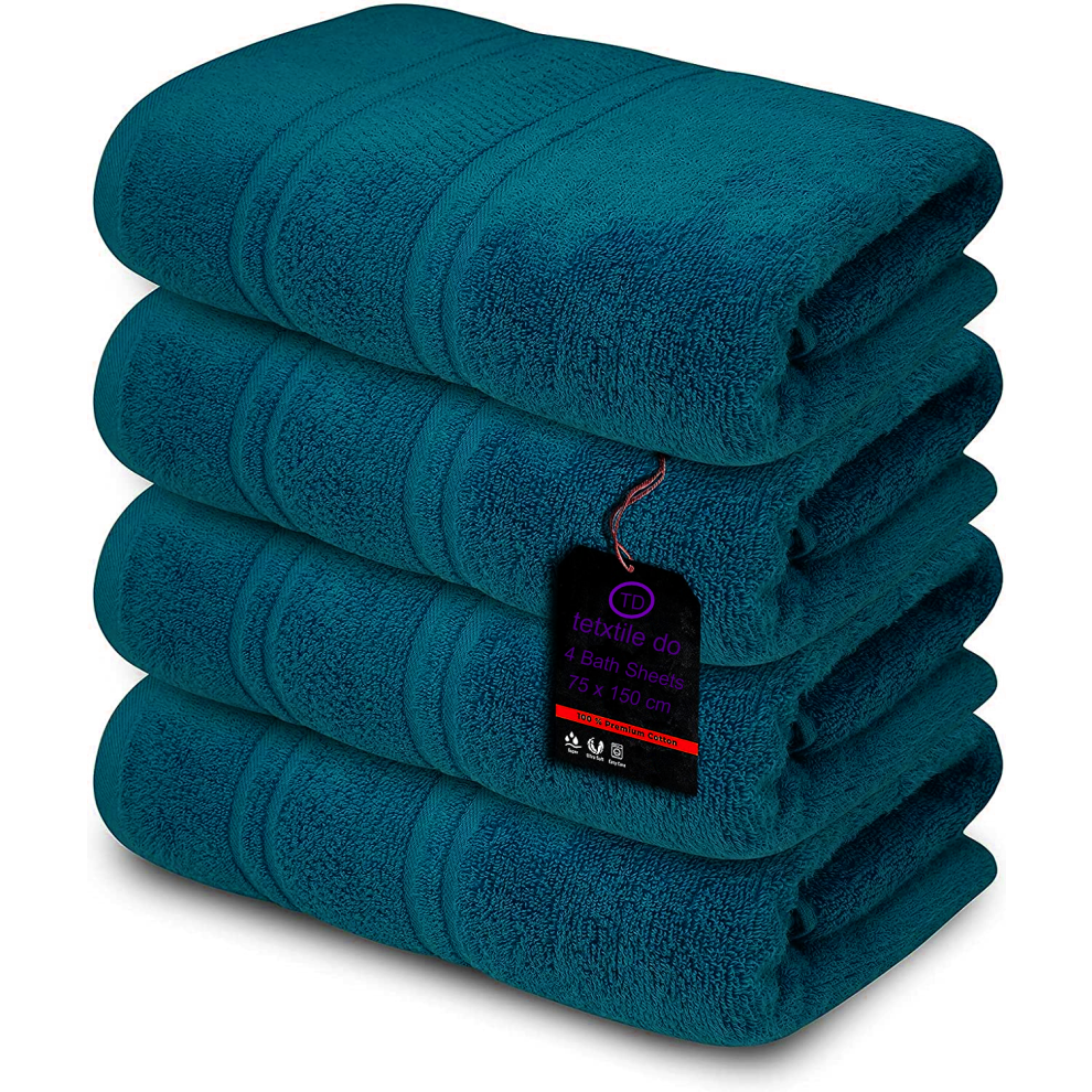 (Blue Lagoon) 4 x Large Jumbo Bath Sheet Towels 100% Egyptian Cotton Bath Sheets Big Towels