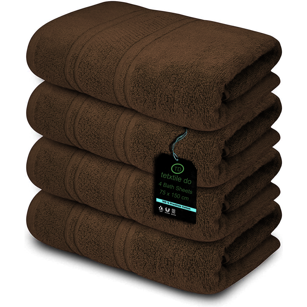 (Chocolate) 4 X Large Jumbo Bath Sheet Towels 100% Egyptian Cotton Bath Sheets Big Towels